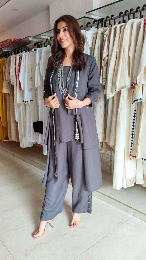 Grey Three Piece Shell Co ord Set